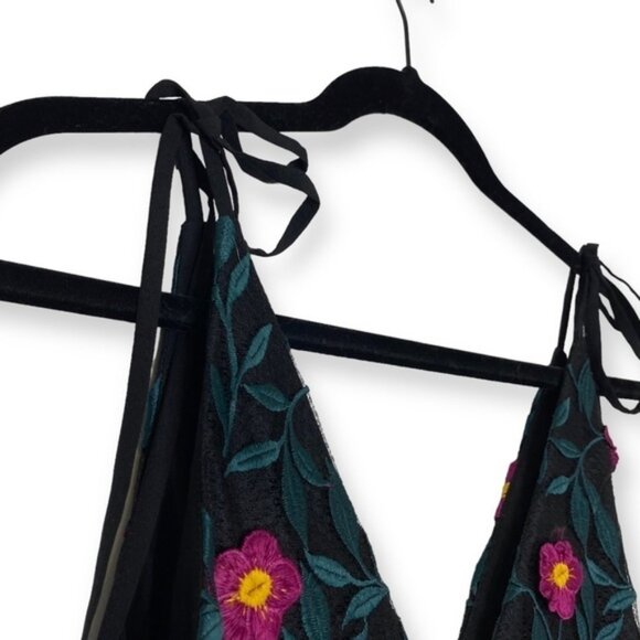 Dress the Population Sunny Floral Maxi Dress black pink teal flowers appliqué S - Picture 8 of 13